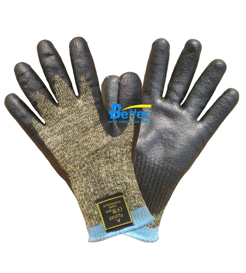 Aramid Fiber Lining Nitrile Coated Cut Resistant Work Gloves (BGKN101)
