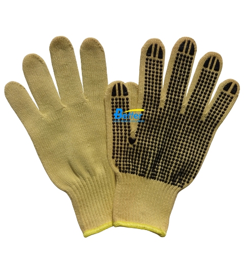 10G 100% Aramid Fiber Cut Resistant Working Gloves with PVC Dotted Palm(BGKD101)