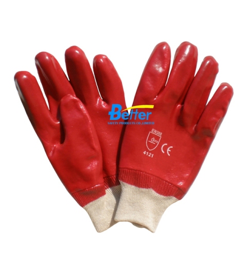 Red PVC Fully Dipped Chemical-Resistant-Gloves (BGPC102)