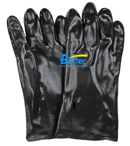 Black PVC Fully Smooth Dipped Chemical-Resistant-Gloves BGPC201