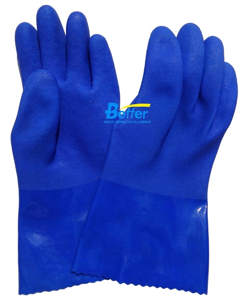 Sandy Finished Black PVC Fully Dipped Chemical-Resistant-Gloves BGPC403