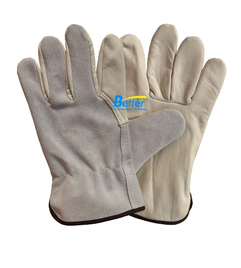 Cow Grain Leather Driver Work Gloves(BGCD206)