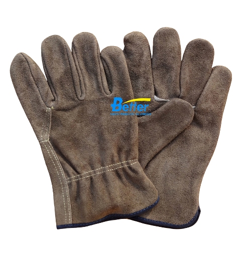 High Quality Wing Thumb Golden Cow Split Leather Driver Gloves