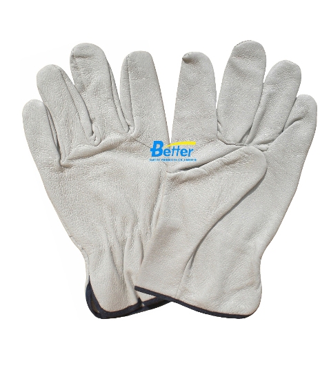 White Soft Pig Grain Leather Driver Gloves (BGPD102)
