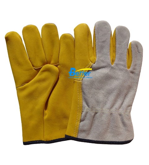 Yellow Cow Leather Driver Gloves(BGCD207)