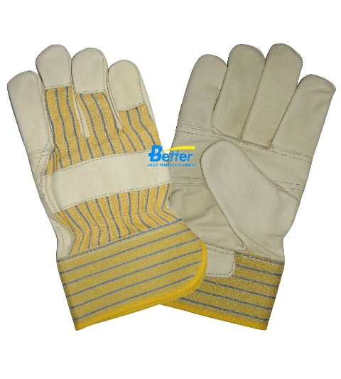 Flexible Cow Grain Leather Palm Work Gloves (BGCL101)