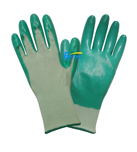 Green Nitrile Smooth Finished Working Gloves (BGNC302B)