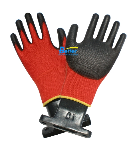 Red U3 Knitted Nylon Lining PU Dipped Work Gloves (BGPU304)