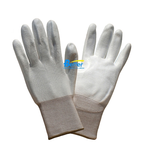 High Qulity Nylon Lining White PU Dipped Working Gloves (BGPU201)