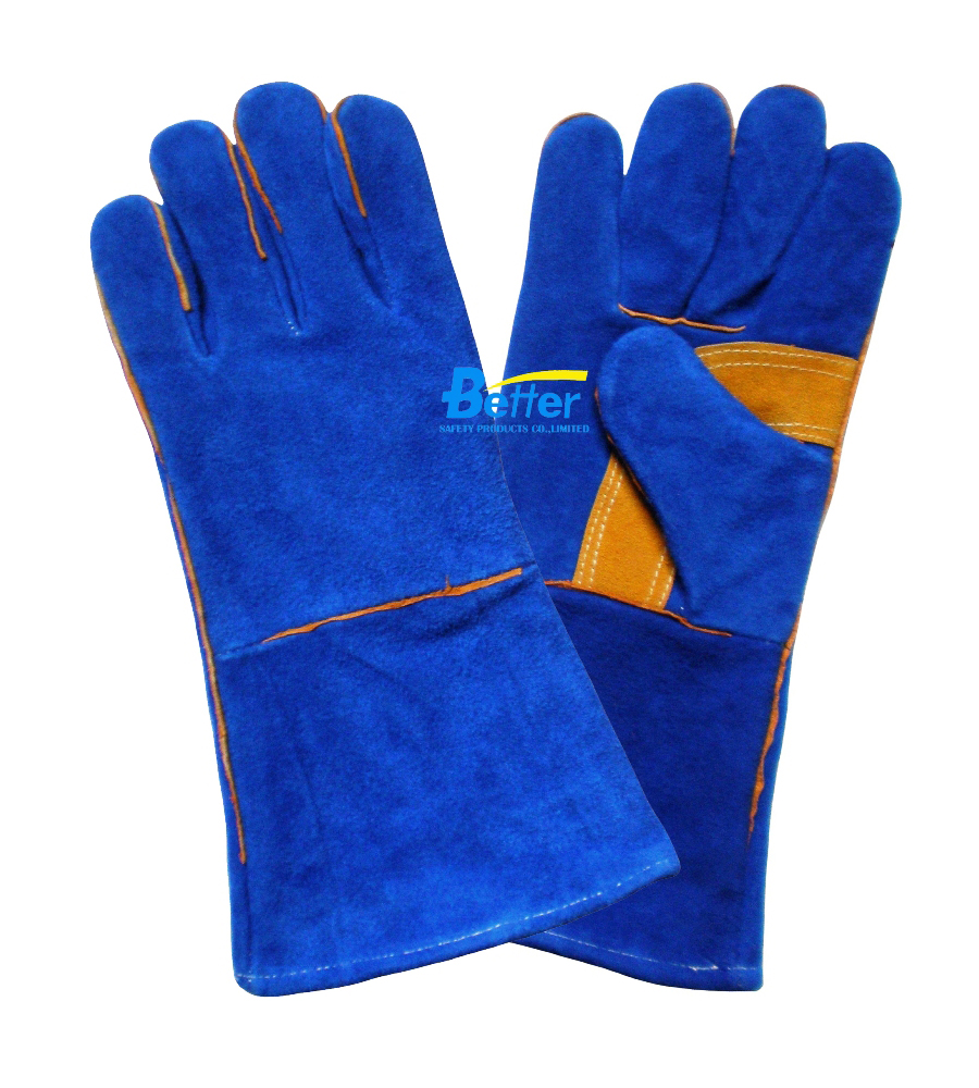 High Quality Blue Cow SPlit Leather Welding Gloves (BGCW208)