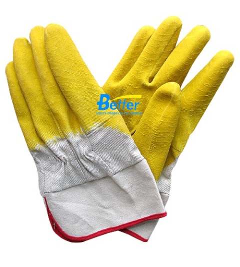 Woven Fabric Shell Rubber Fully Coated Gloves (BGLC305)