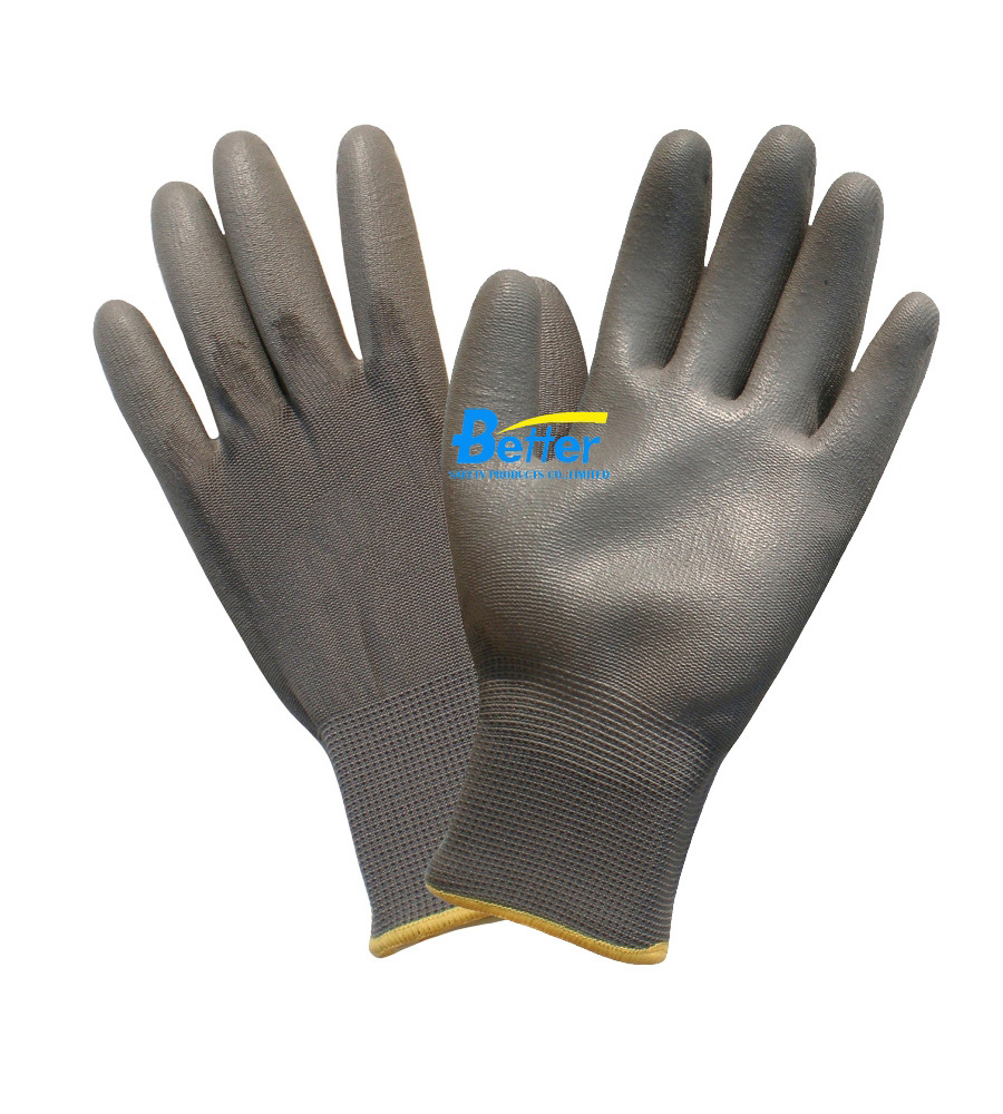 Economy Black Flexible PU Palm Coated Safety Gloves
