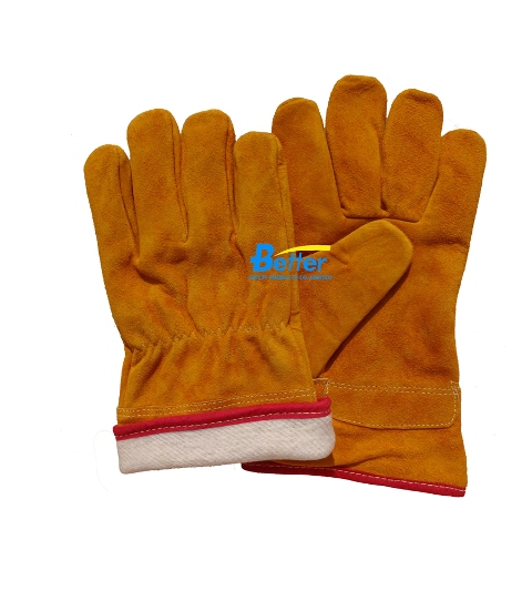 11 Inch Yellow Cow Split Leather Welder Gloves(BGCW334)