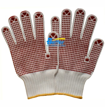 7 Guage Nylon Cotton PVC Dotted Labor Work Glove (DCN07101)