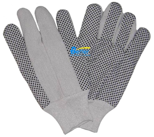 BGCW104-Mens Cotton Canvas Work Gloves With  Dots