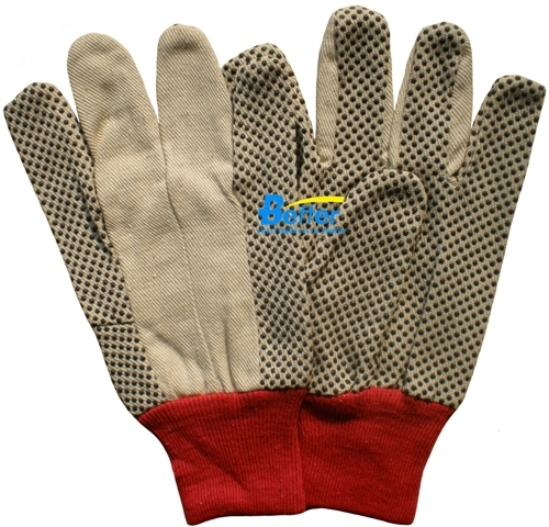 BGCW105-Mens Cotton Canvas Work Gloves With  Dots
