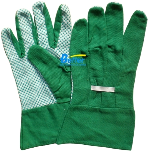 BGCW109- Womens Cotton Canvas Work Gloves With  Dots