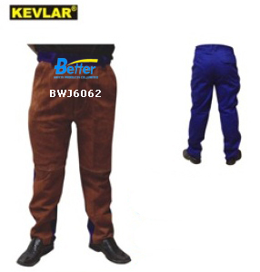 BWJ-6062-Coffee Split Cowhide Leather With Blue FR (Flame Retardant) Back Welder