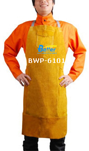 BWP-6101-Super Strong Golden Split Cowhide Leather Welding Apron