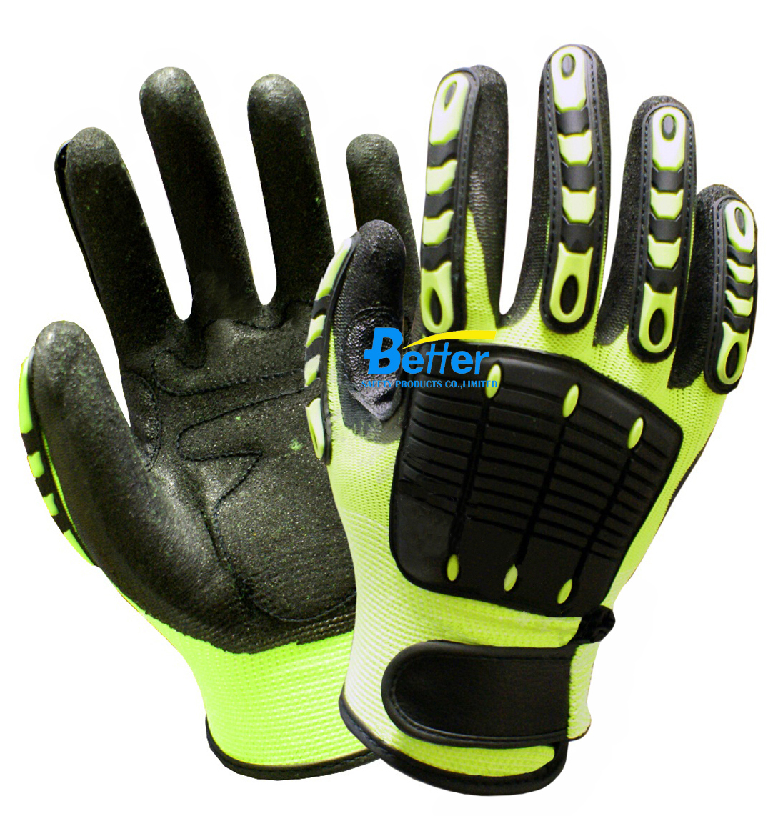 BGAV003-Hi-Vis Nylon Heavy Duty Impact Resistant and Anti-Vibration Gloves