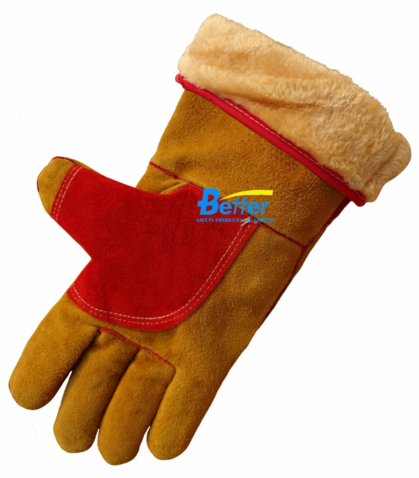 Warm Winter Leather Safety Kevlar Work Welding Glove (BGCW306WFK)