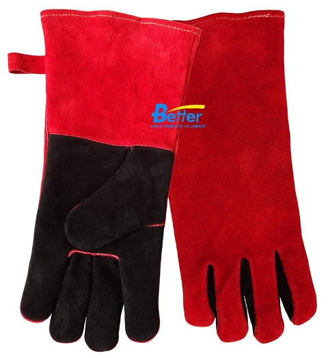 Deluxe Cow Split Leather Welder Gloves Work Gloves(BGCW332)