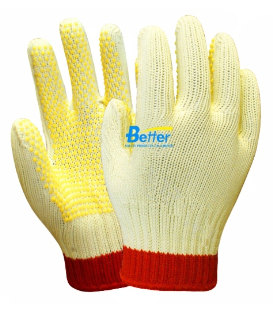 100% 7 Guage Aramid Fiber Cut Resistant Work Gloves-PVC Dotted Palm(BGKD071)