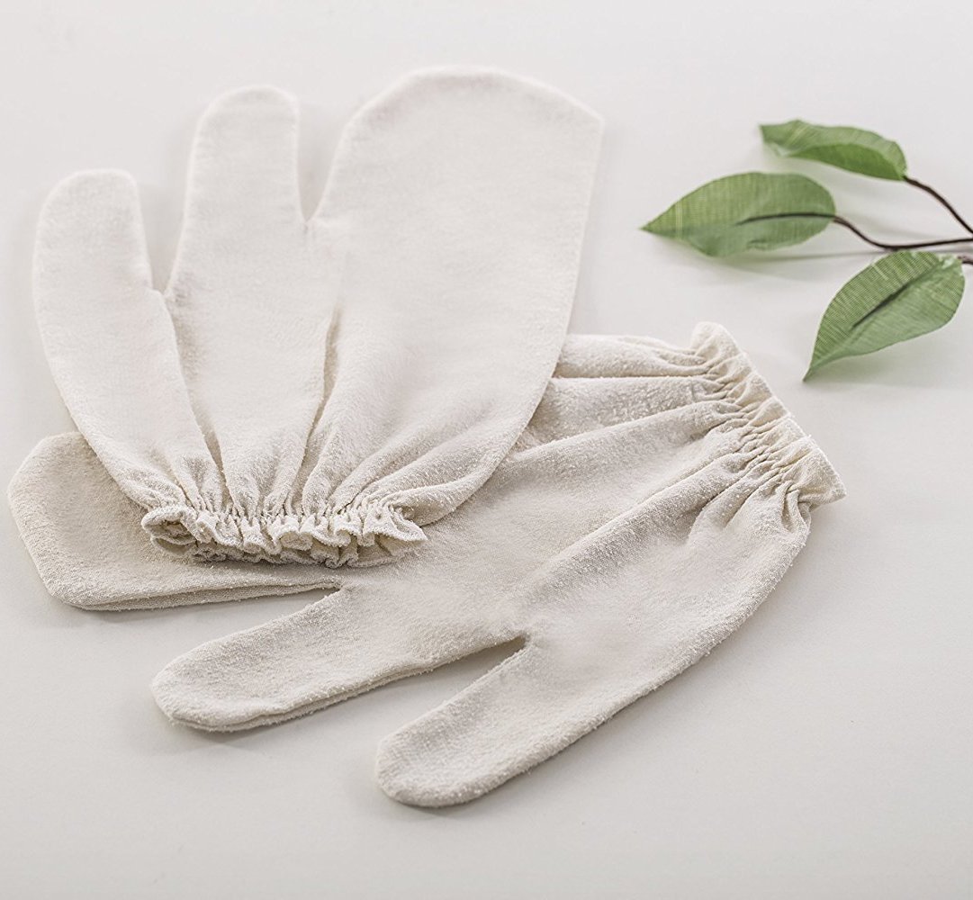BGSK101-100% Raw Silk Glove, Garshana Glove, Ayuervedic Dry Massage Glove