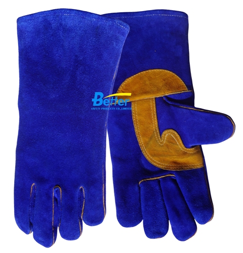 BGCW335-Deluxe Blue Cow Split Leather Welding Work Glove