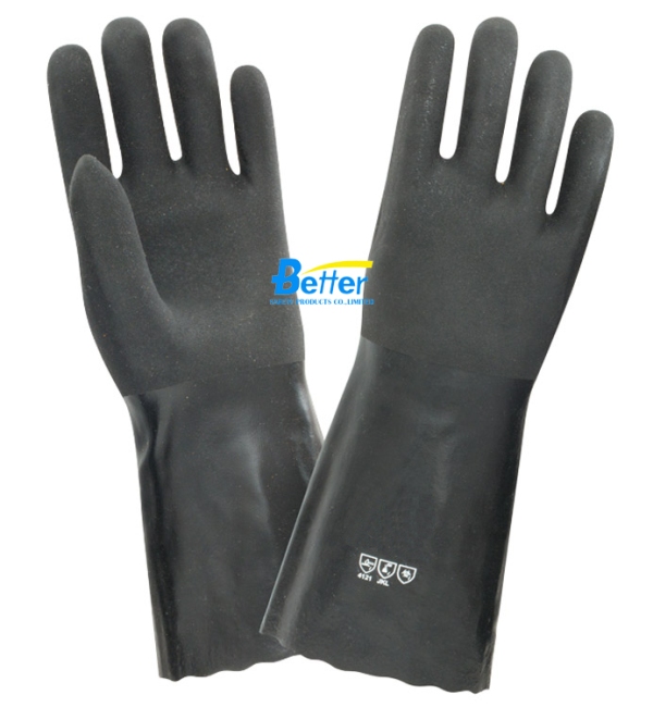BGPC402-Black PVC Sandy Dipped Chemical Resistant Gloves