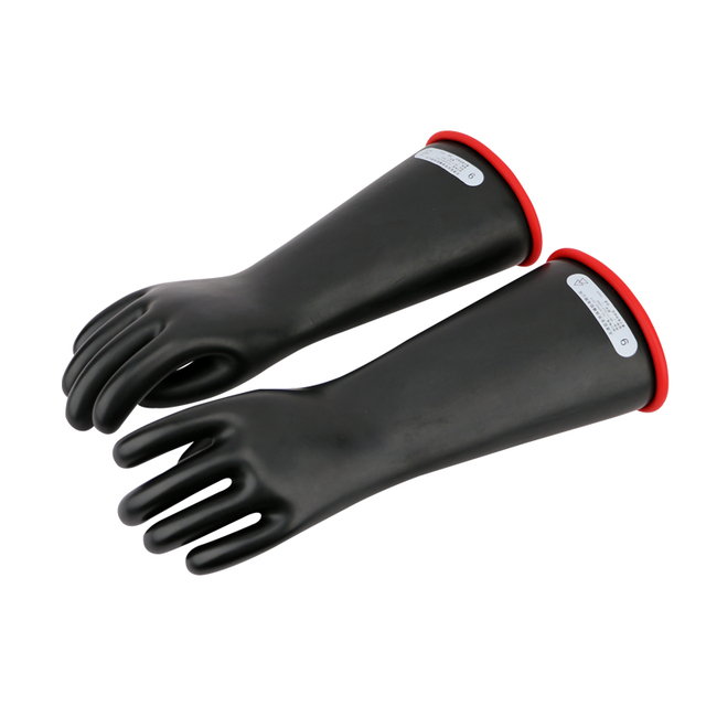 Long High Voltage Class 1 Electric Worker Safety Hand Protection Latex Rubber In